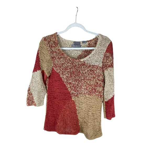 Sigrid Olsen Multicolor Patchwork Knit Sweater Women's Handmade M Artsy Casual - Picture 3 of 8